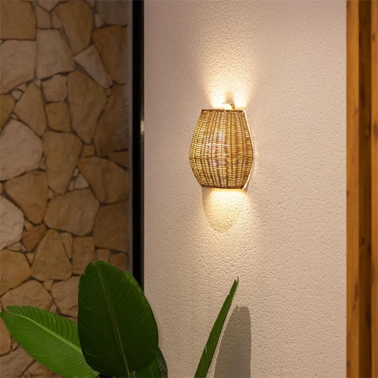 Zewnętrzna lampa ścienna bez przewodów Żarówka z możliwością ładowania H23cm SAONA Drewno