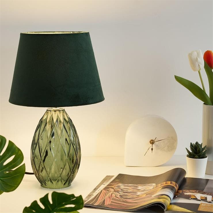 Lampa stołowa Szkło/Tkanina Wys.40,5cm CRYSTAL VELVET Zielony