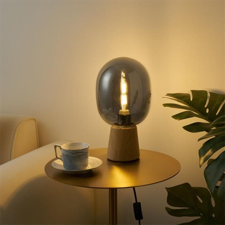 Lampa stołowa Drewno Wys.31cm MYSTICAL GLEAM Szary