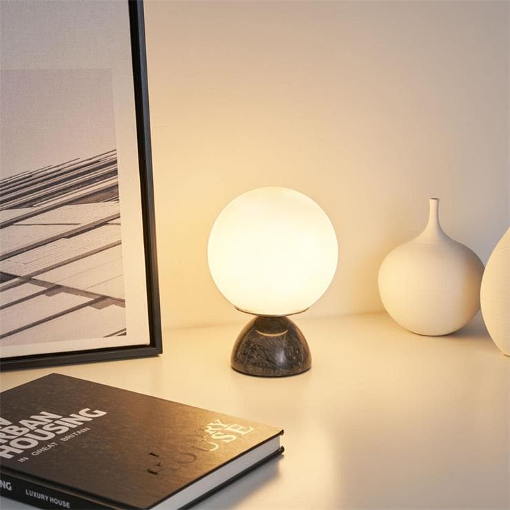 Lampa stołowa Marmur Wys.21cm SHINNING PEARL czarny i bialy