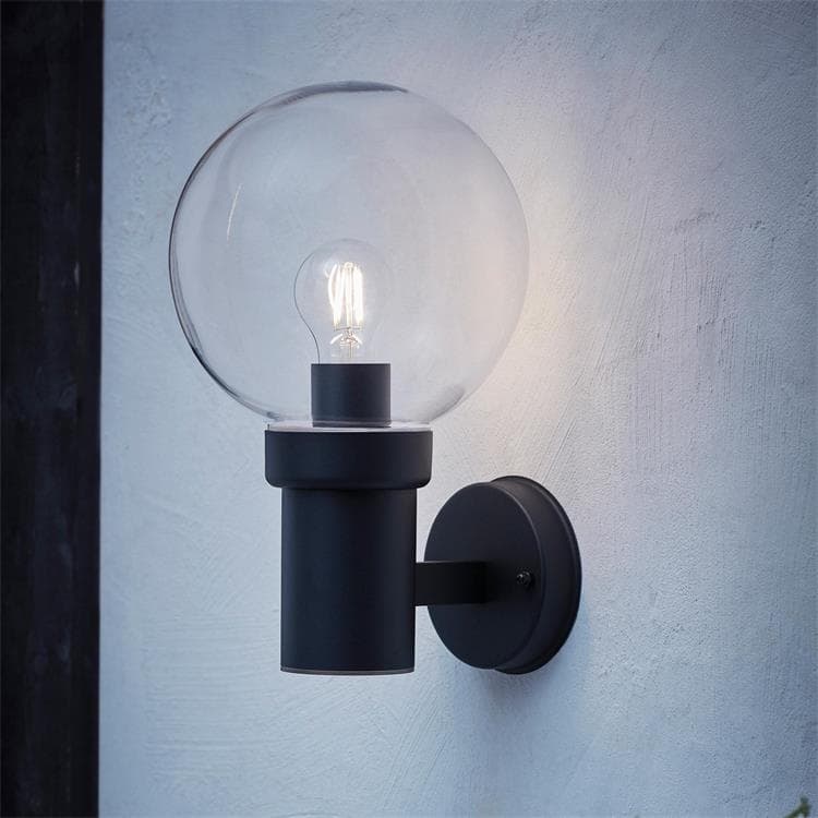 Outdoor Wall Lamp Metal/Glass L20cm CARIS Czarny