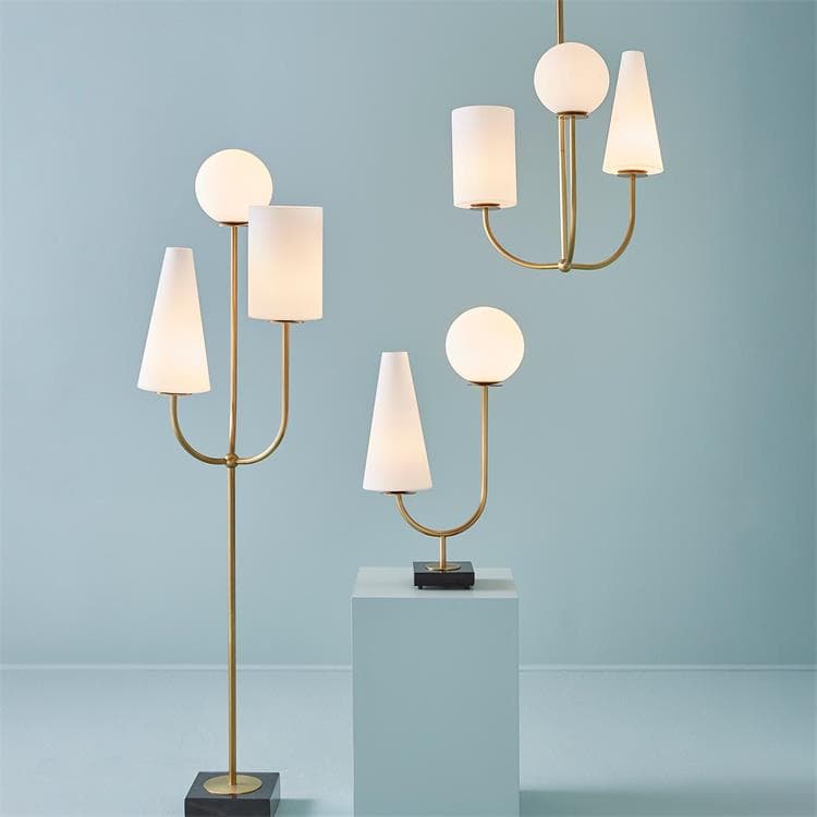  PARADISO - Lampe à poser 2 lumières Laiton Verre et Marbre H71cm bialy mosiadz