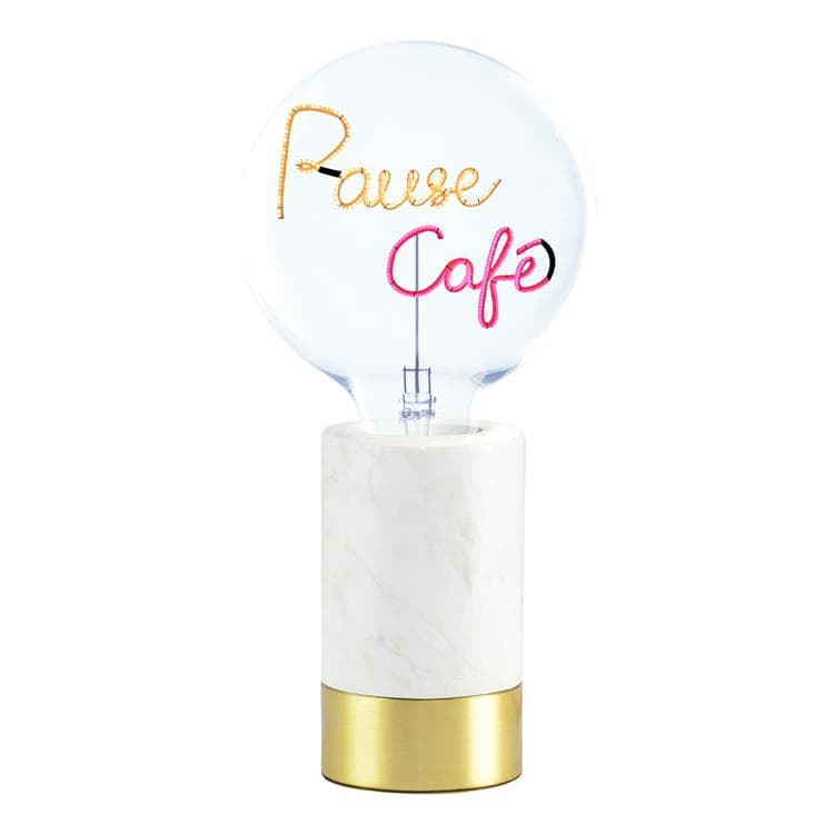  PAUSE CAFE - Lampe à poser Marbre/Verre H 28.7m marmur bialy
