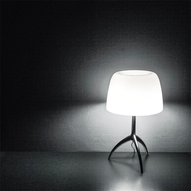 Metal & Glass Table Lamp with Dimmer H45cm BIG LIGHT bialy chrom czarny
