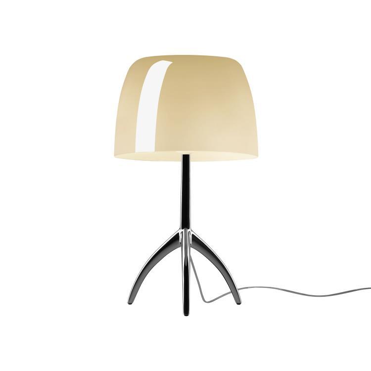 Metal & Glass Table Lamp with Dimmer H45cm BIG LIGHT kosc sloniowa i chrom