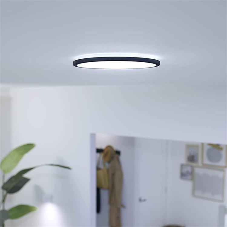 Lampa sufitowa LED ściemniana ciepła biel chłodna biel Ø24cm SUPERSLIM Czarny