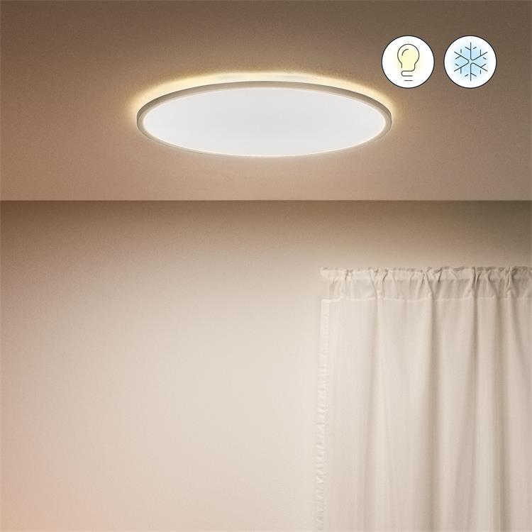 Lampa sufitowa LED ściemniana ciepła biel chłodna biel Ø55cm SUPERSLIM Bialy