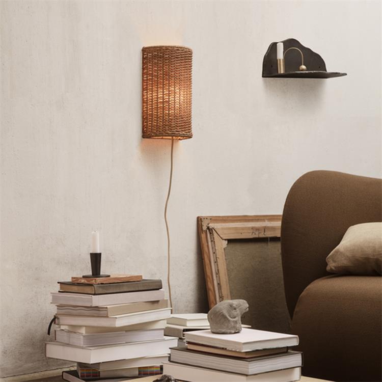 Rattanowa lampa ścienna H30cm DOU naturalny