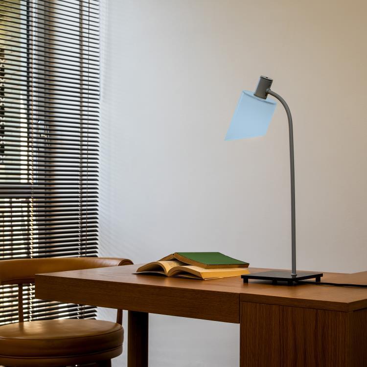 Lampa stołowa stalowo szklana H51cm LAMPA DESKTOPOWA niebieski szary