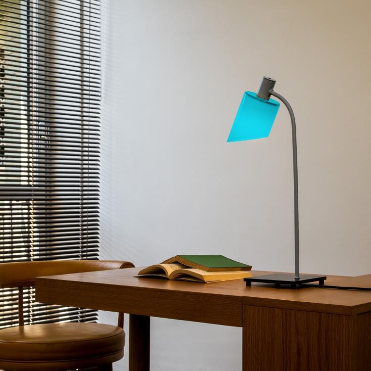 Lampa stołowa stalowo szklana H51cm LAMPA DESKTOPOWA Niebieski