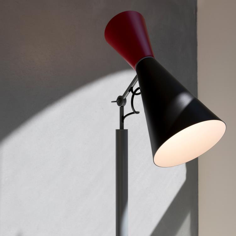Lampa słupowa 2 światła Metal H180cm PARLAMENT Czarny i rouge