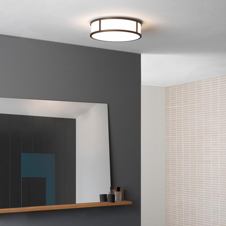 Lampa sufitowa LED do łazienki z metalu i szkła opalowego Ø300 cm MASHIKO 300 ROUND LED brazowy
