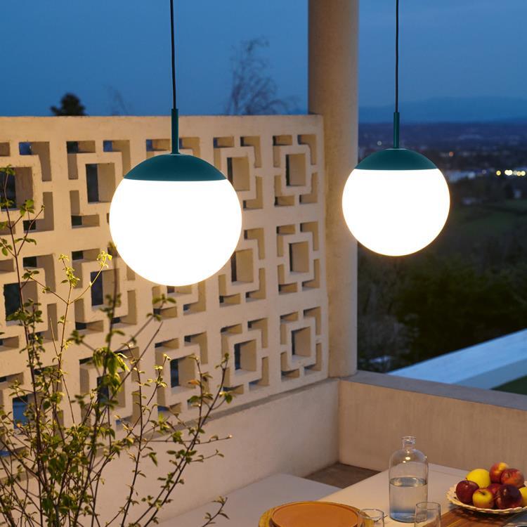 Szklana lampa wisząca Ø25cm MOOON Bleu Acapulco