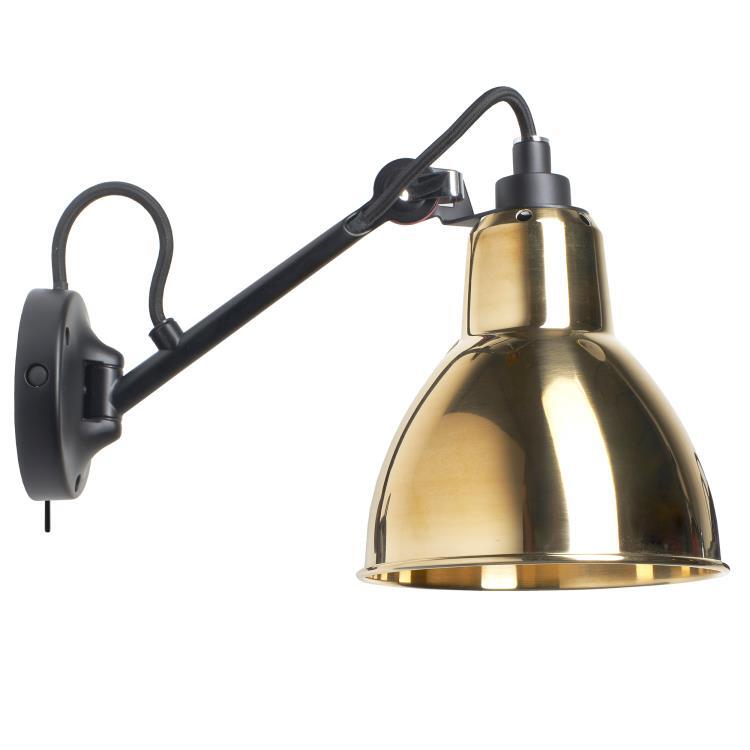 Lampa ścienna z przełącznikiem L30cm LAMPE GRAS N°104 czarny i mosiadz