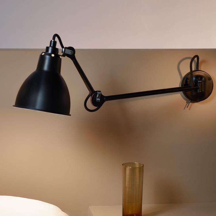 Lampa ścienna z wyłącznikiem L37cm LAMPE GRAS N°404 Czarny