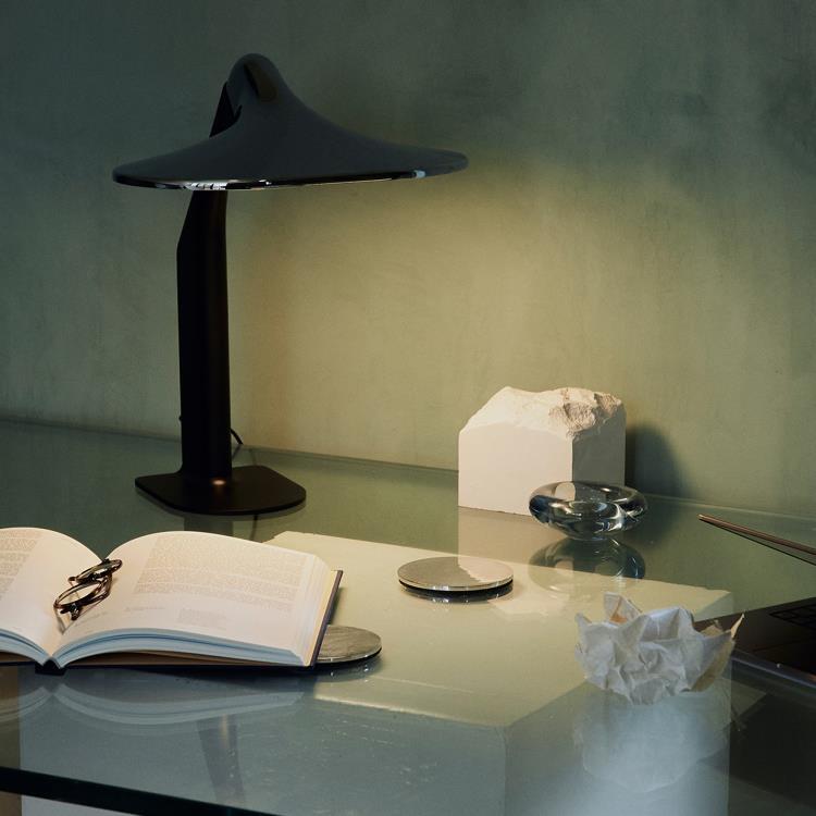 Stalowa lampa stołowa z włącznikiem i zintegrowanym ściemniaczem H42cm NIWAKI czarny i chrom