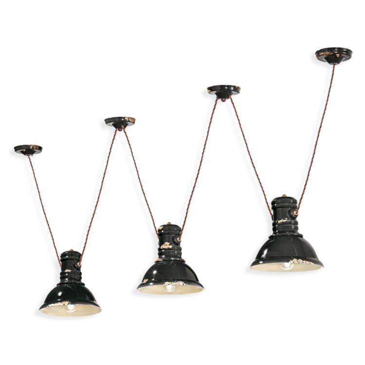 Ceramiczna 3-punktowa lampa wisząca H22cm C1692 Czarny