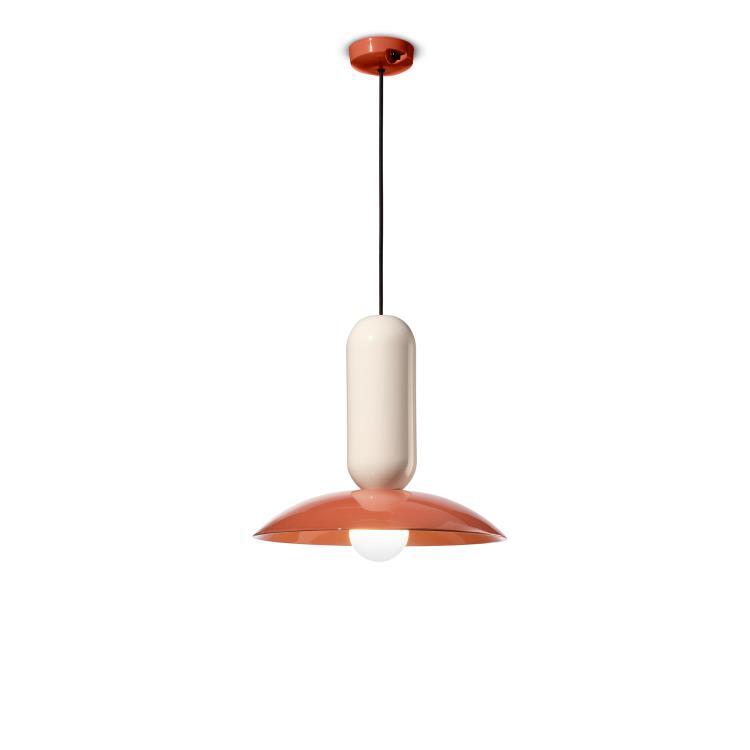 Ceramiczna lampa wisząca H36cm C2630 Kremowy/Pomarańczowy