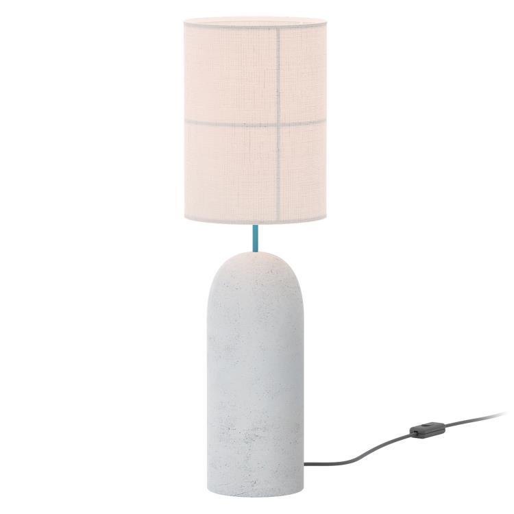 Lampa stołowa Cement/Tkanina H60cm RANIA Bialy