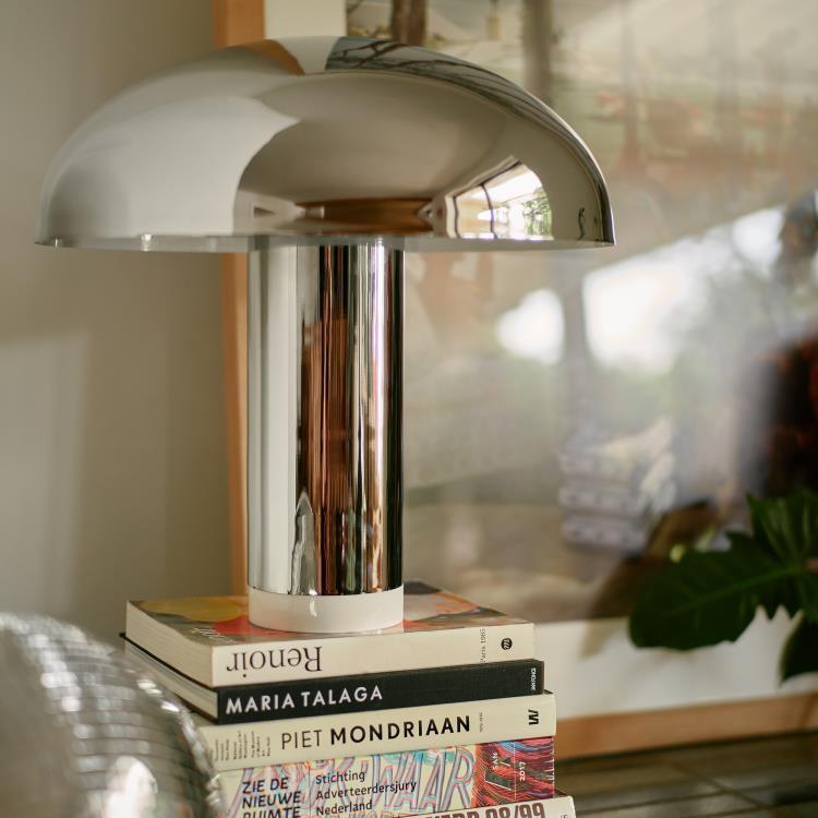 Lampa stołowa ze ściemniaczem Szkło H49cm LOUNGE Chrom