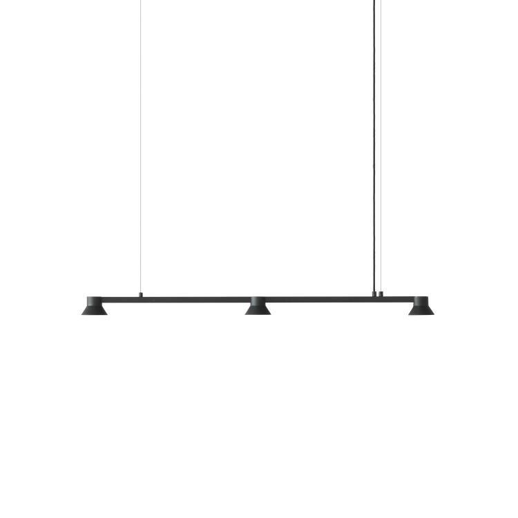 3-światłowa metalowa lampa wisząca LED L115cm HAT LINEAR SMALL Czarny