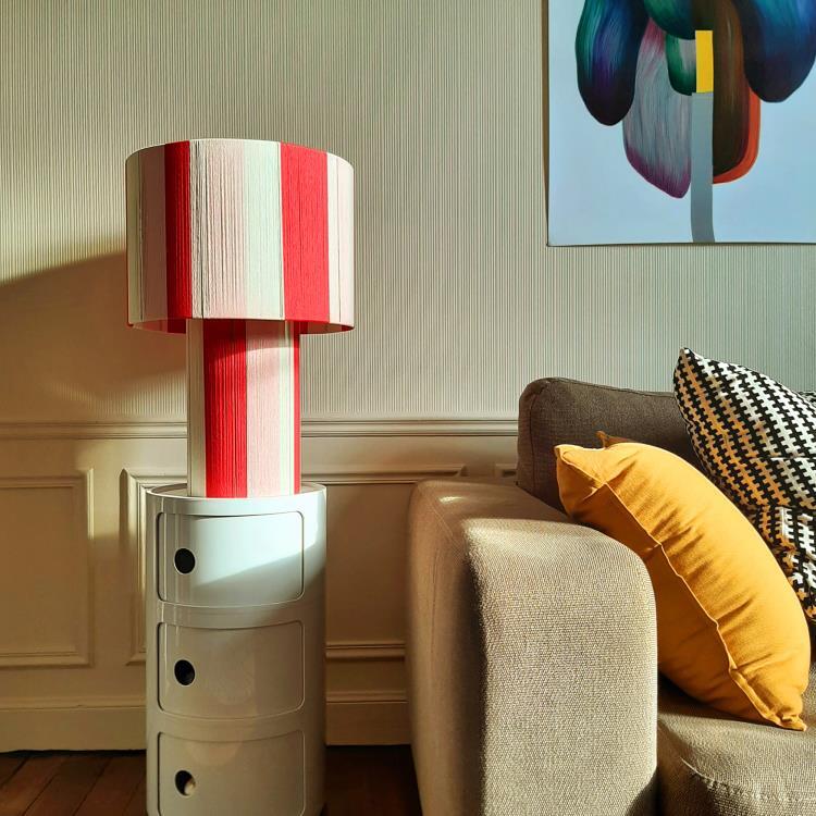 Lampa stołowa z plecionej nici H60cm L'ELEGANTE rouge / sproszkowany
