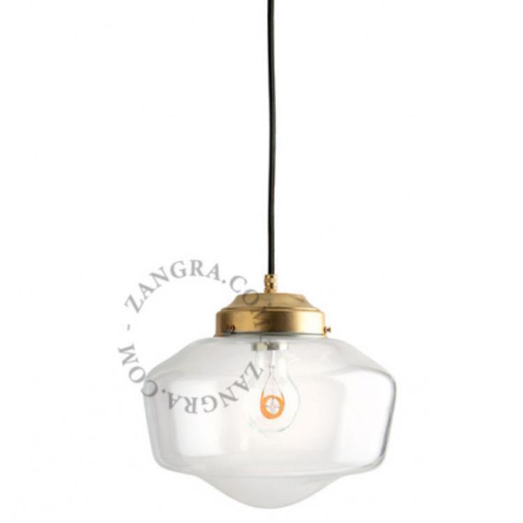 Lampa wisząca mosiądz/szkło Ø11cm GLASS Mosiadz