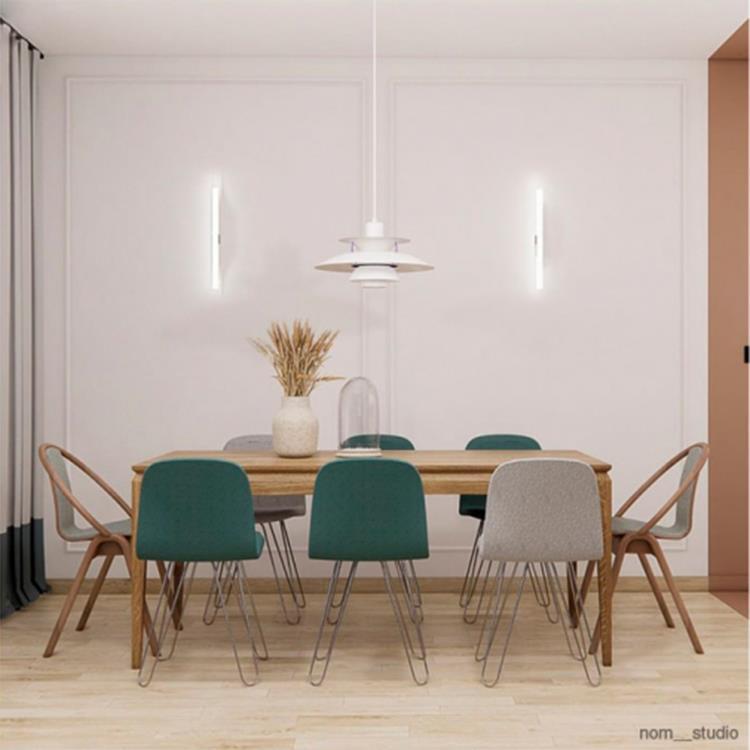 Lampa ścienna / sufitowa z opalową żarówką rurową L50cm TUBULAIRE Chrom