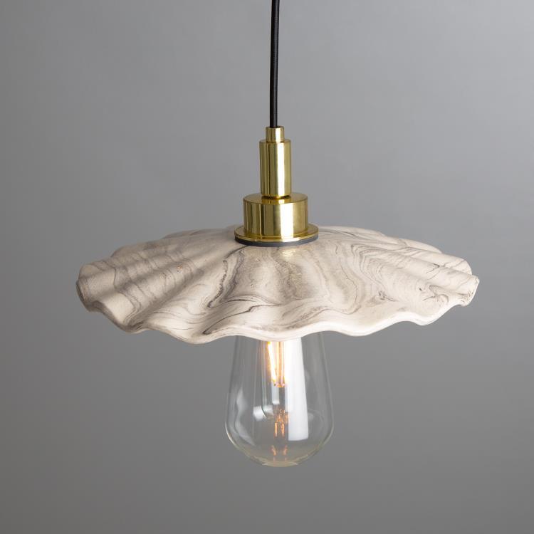 Ceramiczna lampa wisząca do łazienki Ø27cm KIRHII Marmur / polerowany mosiądz