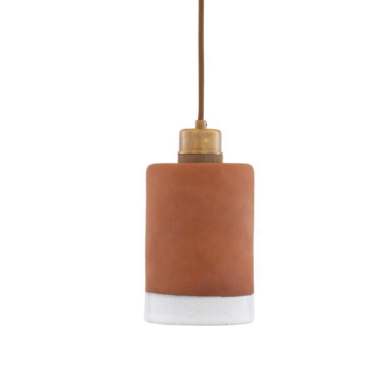 Ceramiczna lampa wisząca H22cm RHUS Terakota / Mosiądz antyczny