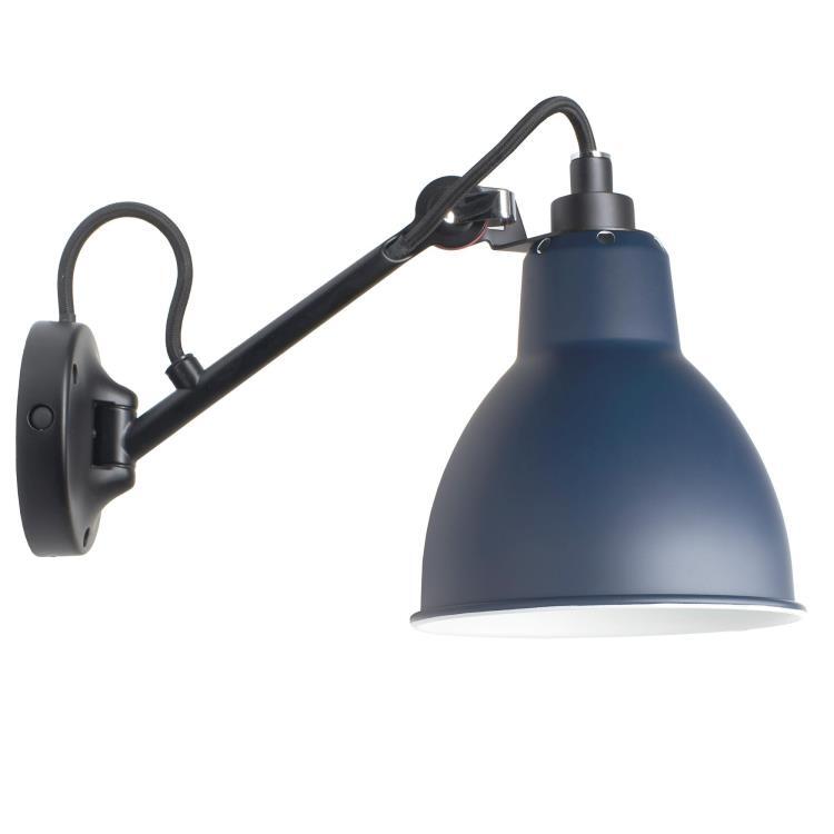 Zestaw dwóch metalowych lamp ściennych L30cm LAMPE GRAS N°104 czarny i niebieski