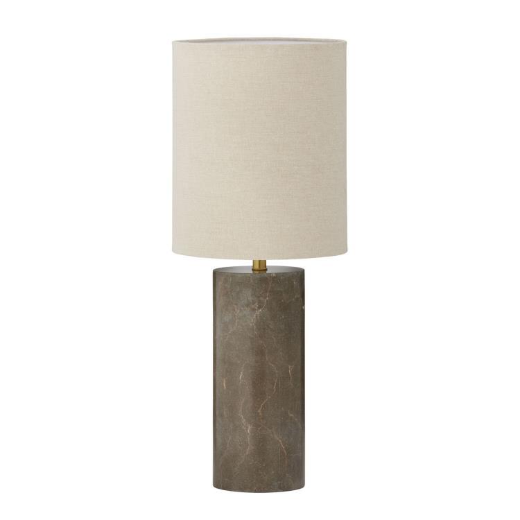 Marmurowa lampa stołowa H68.5cm ELLA Abażur toffi / chambray