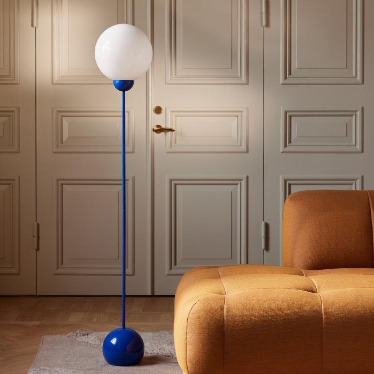 Lampa podłogowa Metalowo/szkło, wys. 144 cm RIPLEY Niebieski