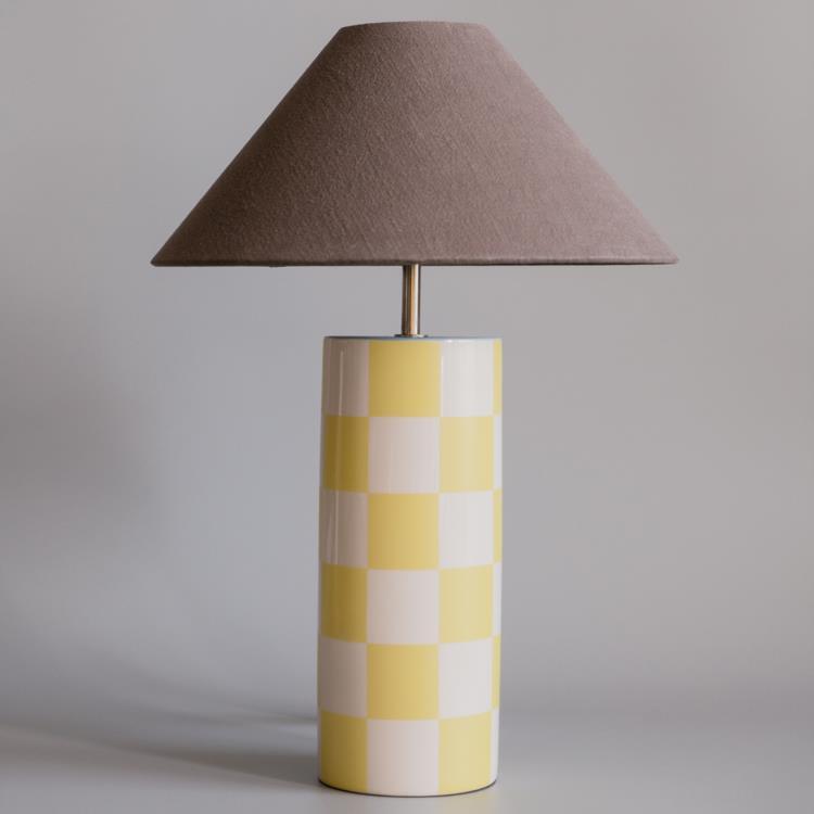 Lampa stołowa Ceramika/Bawełna H50cm OMBRELLINA Żółty abażur Charcoal