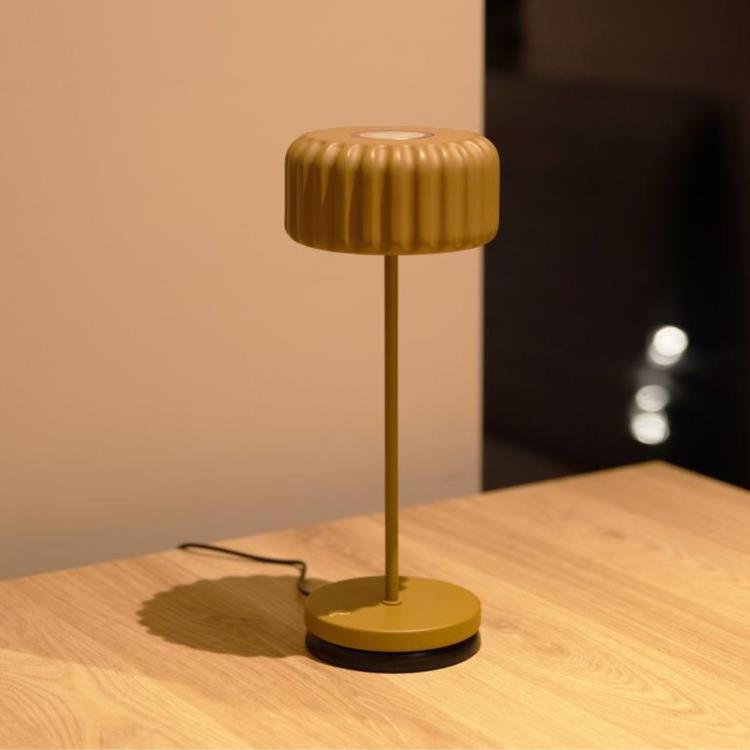 Bezprzewodowa zewnętrzna lampa stołowa ze ściemniaczem H29cm DENTELLES BISTRO gliniany