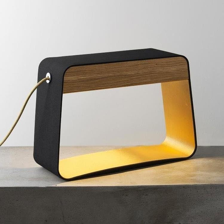 Lampa stołowa LED czarna/złota H28cm EAU DE LUMIERE Dab naturalny