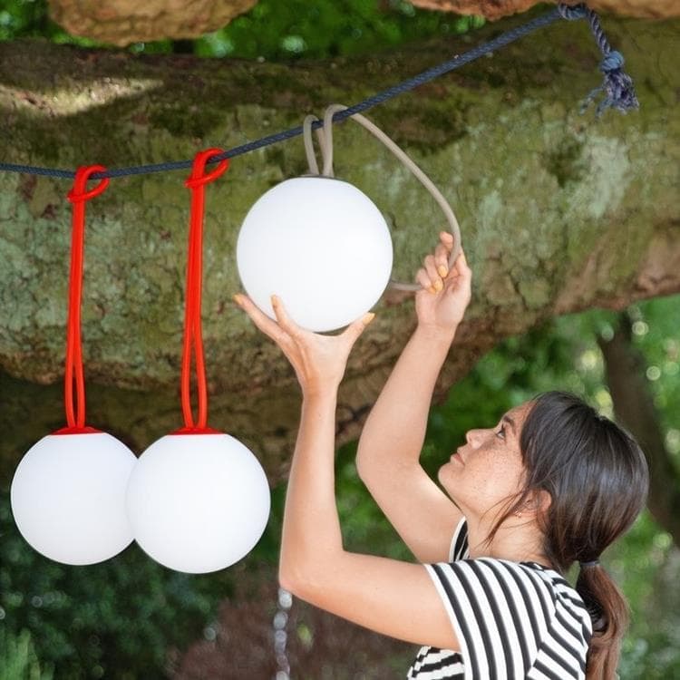 Lampa wisząca bezprzewodowa LED zewnętrzna Ø20cm BOLLEKE perlowy