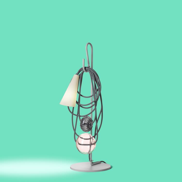 Lampa stojąca Wys.58cm FILO AMETHYST QUEEN szary antracyt i bialy