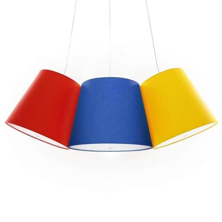Lampa wisząca 3 Abażury Ø39cm CLUSTER rouge niebieski zólty