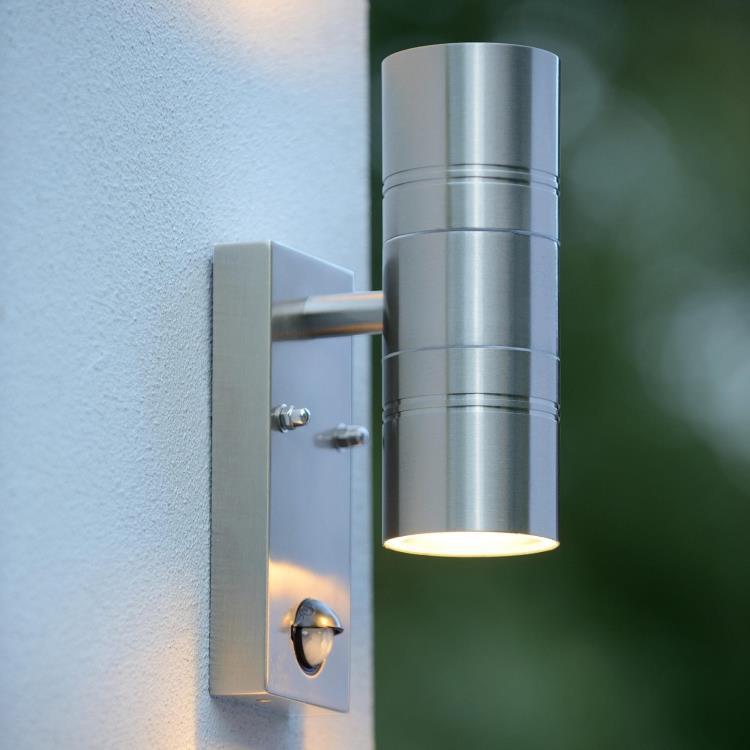 Outdoor light with detector 2 lights Metal H22.5cm ARNE LED Chrom