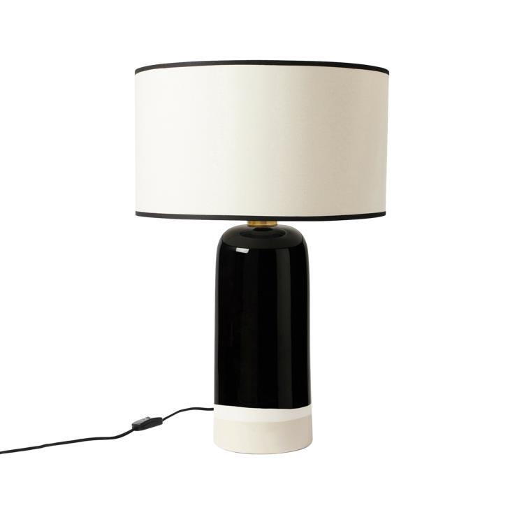 Lampa stojąca Ceramika & Bawełna Wys.49cm SICILIA Ecru / Czarny