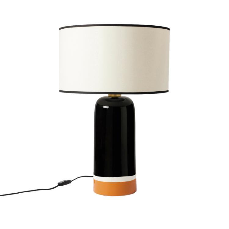 Lampa stojąca Ceramika & Bawełna Wys.57,5cm SICILIA Ochra/Czarny